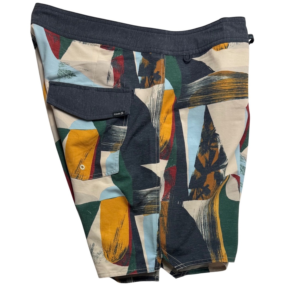 Roark The Passage Boardshorts Mens 36 Abstract Geometric Hemp Blend Swim Trunks